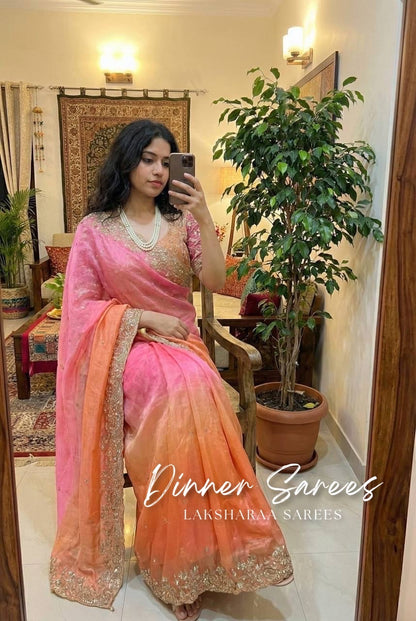 VARSHI — Grand Ombre Dinner Saree x Stitched Blouse - Laksharaa Sarees