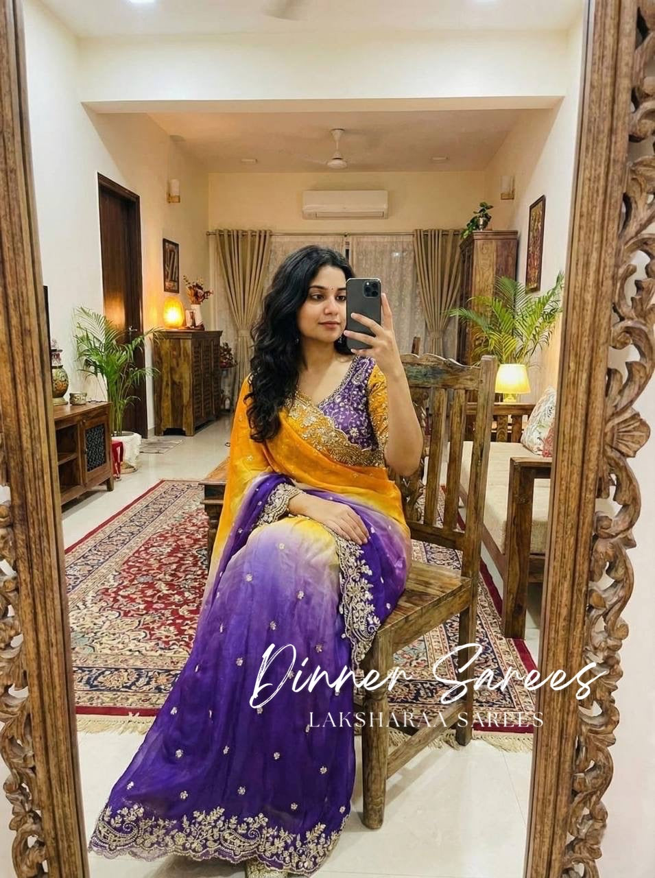 VARSHI — Grand Ombre Dinner Saree x Stitched Blouse - Laksharaa Sarees