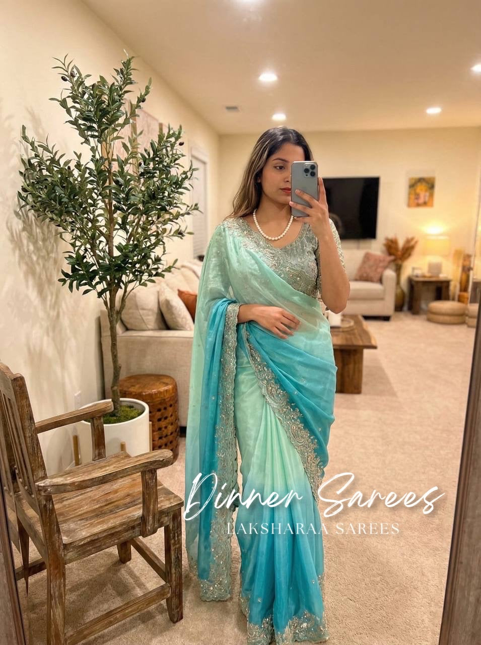 VARSHI — Grand Ombre Dinner Saree x Stitched Blouse - Laksharaa Sarees