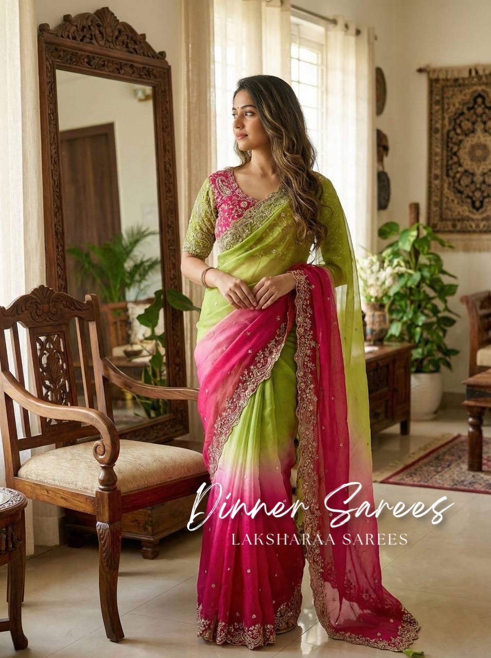 VARSHI — Grand Ombre Dinner Saree x Stitched Blouse - Laksharaa Sarees