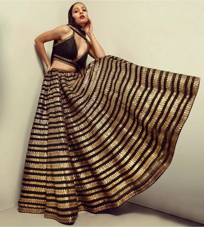 Nishaa Black X Gold Lehenga