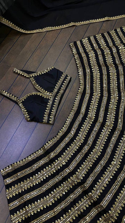 Nishaa Black X Gold Lehenga