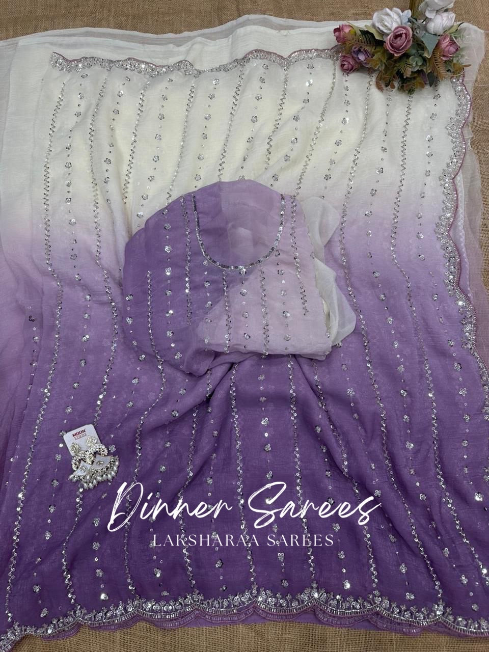 KASHIRA — Ombré Partywear Shimmer Saree