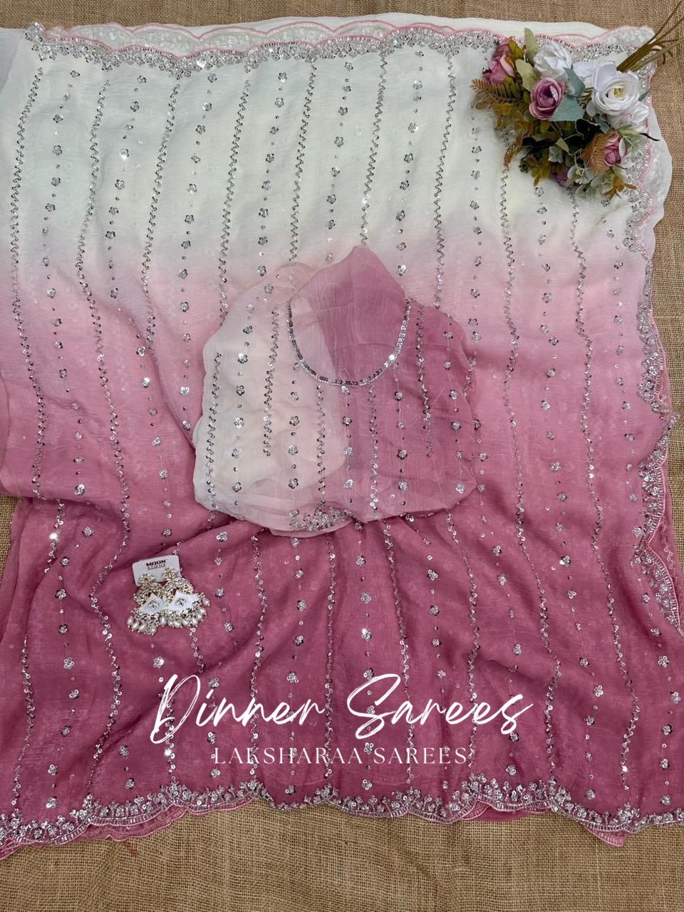 KASHIRA — Ombré Partywear Shimmer Saree