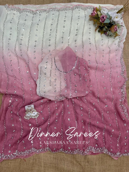 KASHIRA — Ombré Partywear Shimmer Saree