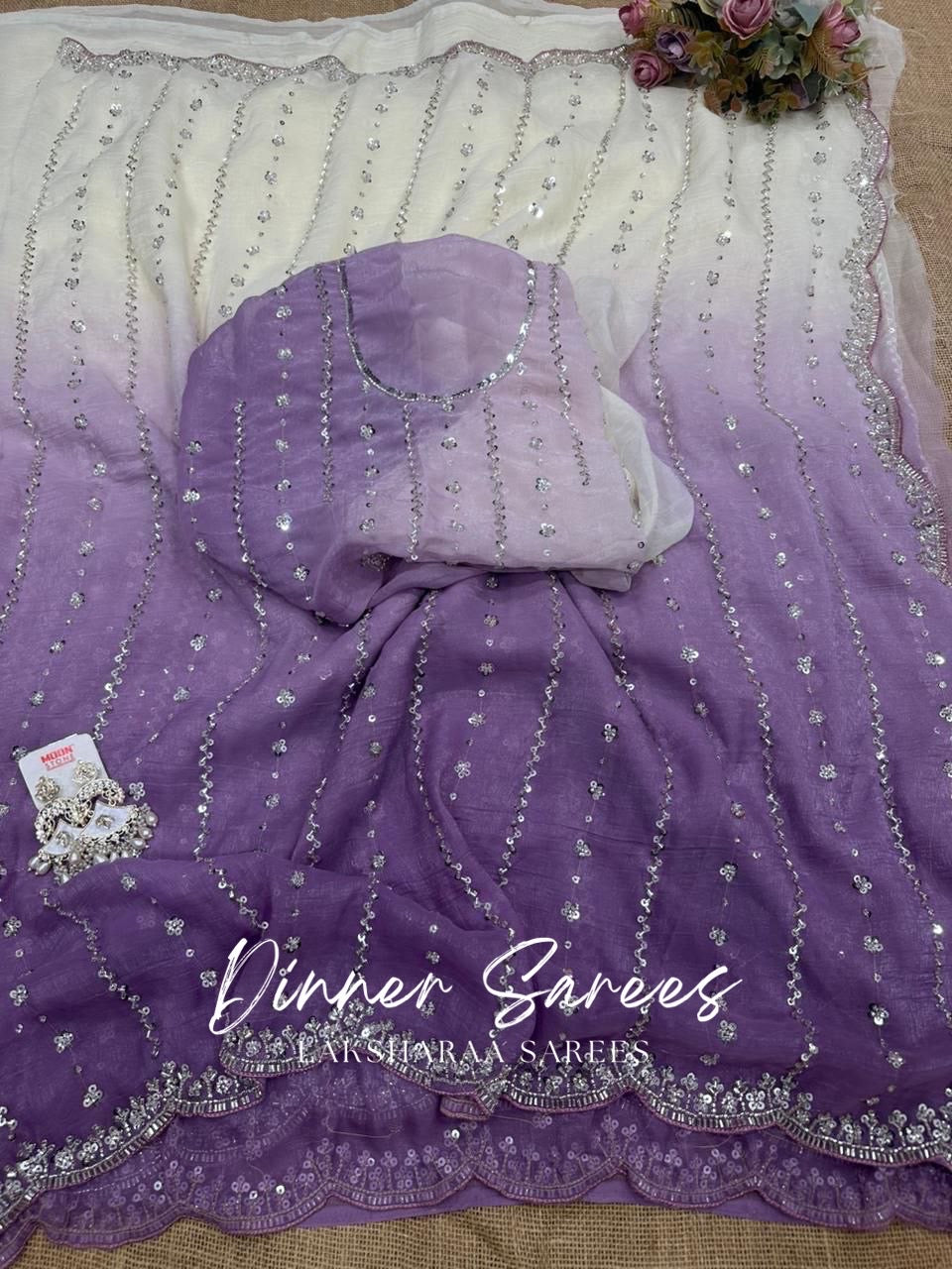 KASHIRA — Ombré Partywear Shimmer Saree