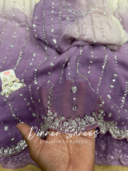 KASHIRA — Ombré Partywear Shimmer Saree