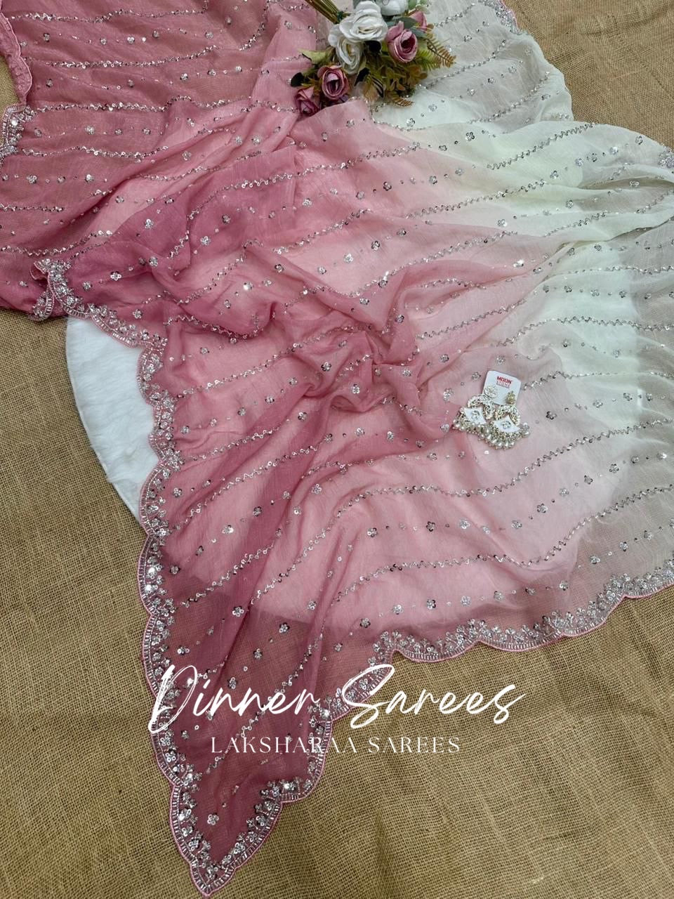 KASHIRA — Ombré Partywear Shimmer Saree