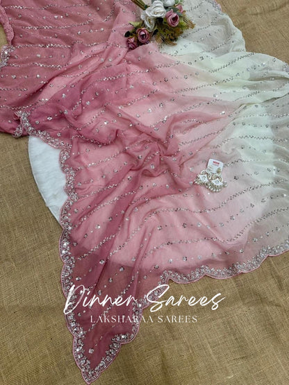 KASHIRA — Ombré Partywear Shimmer Saree