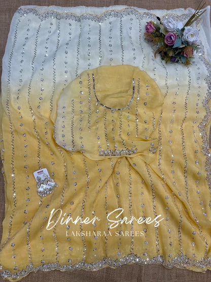 KASHIRA — Ombré Partywear Shimmer Saree