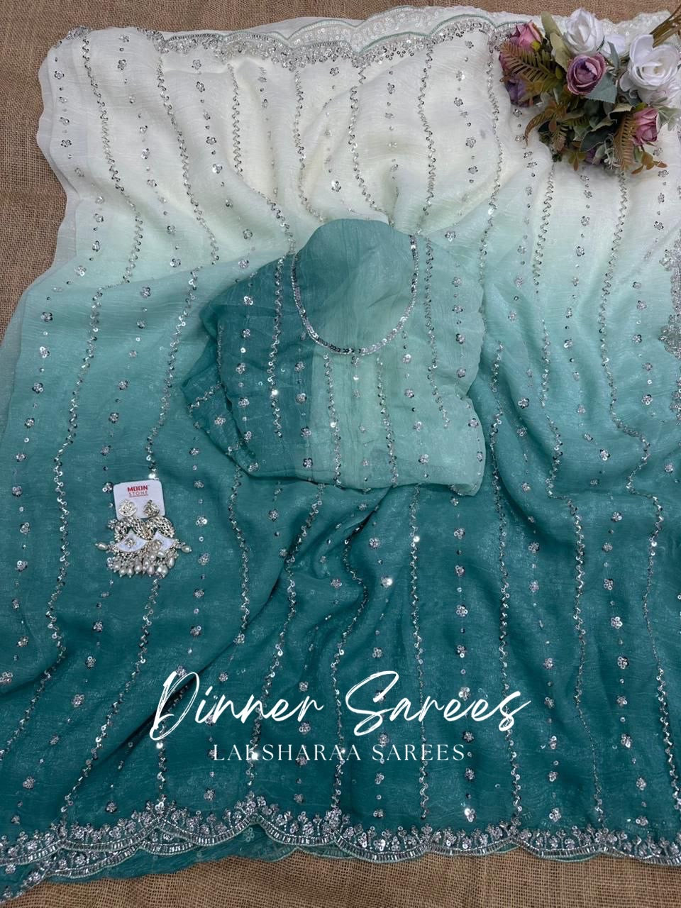 KASHIRA — Ombré Partywear Shimmer Saree