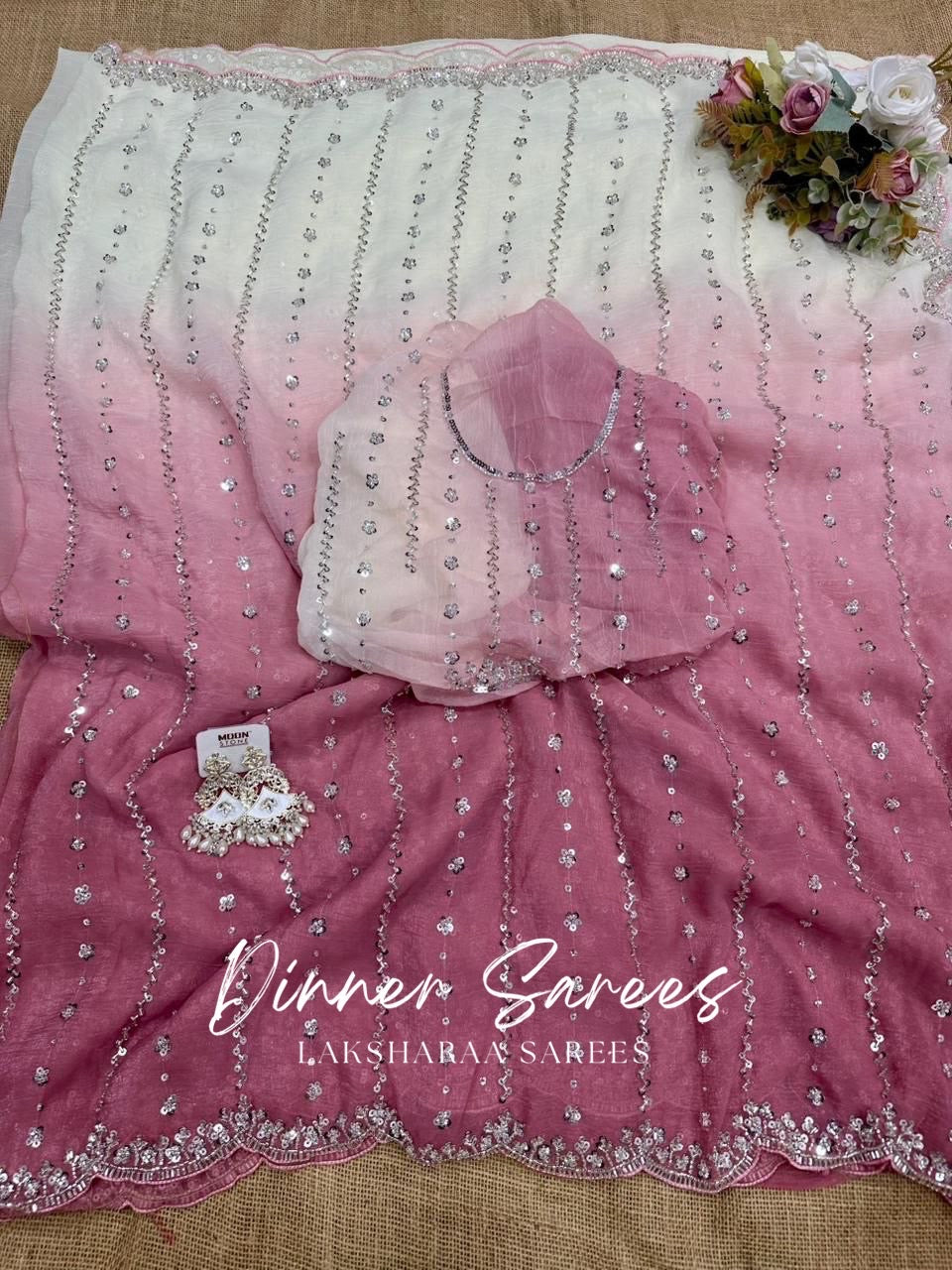 KASHIRA — Ombré Partywear Shimmer Saree