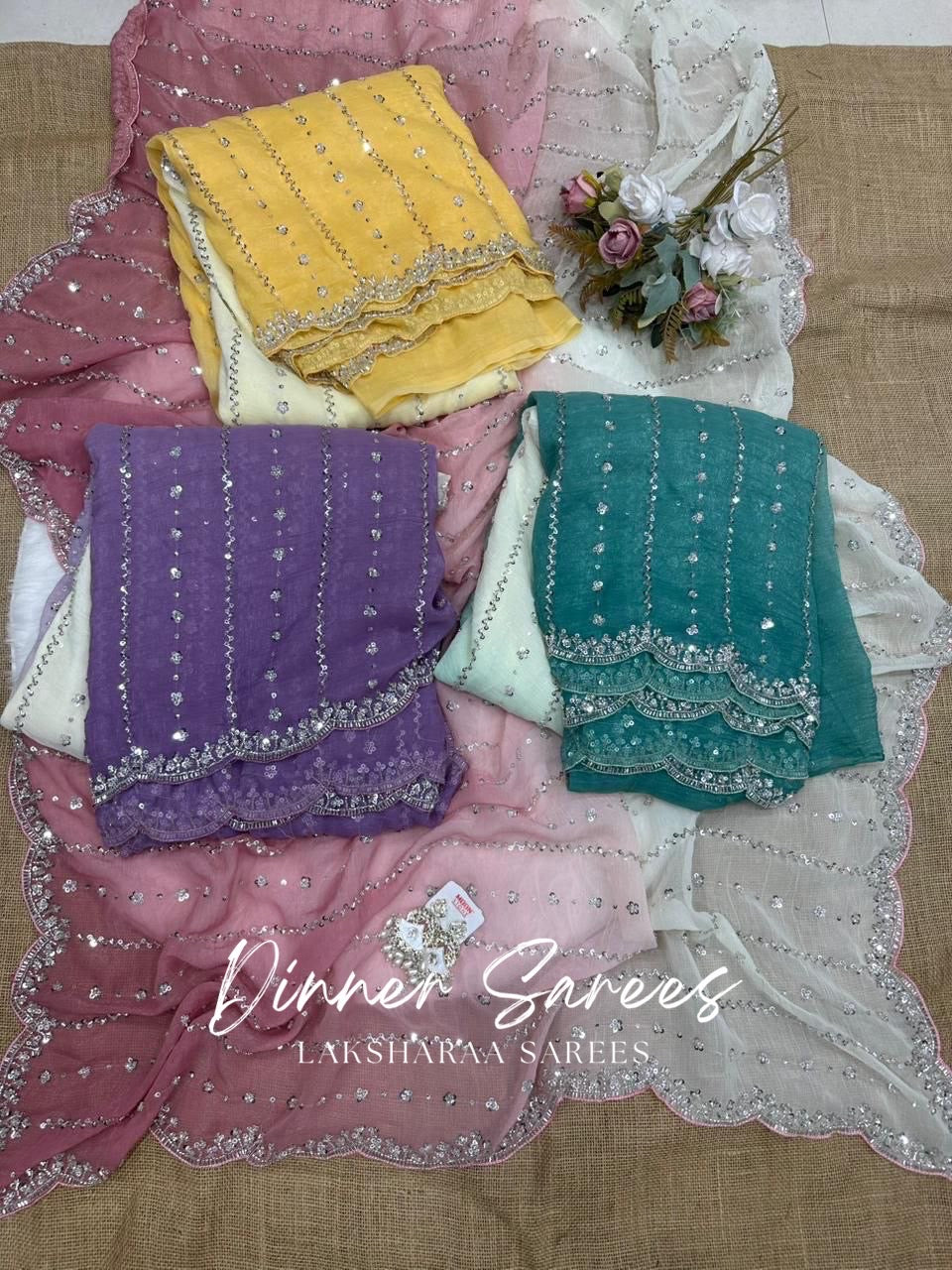 KASHIRA — Ombré Partywear Shimmer Saree
