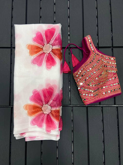 Hanii Floral Saree x Readymade Blouse