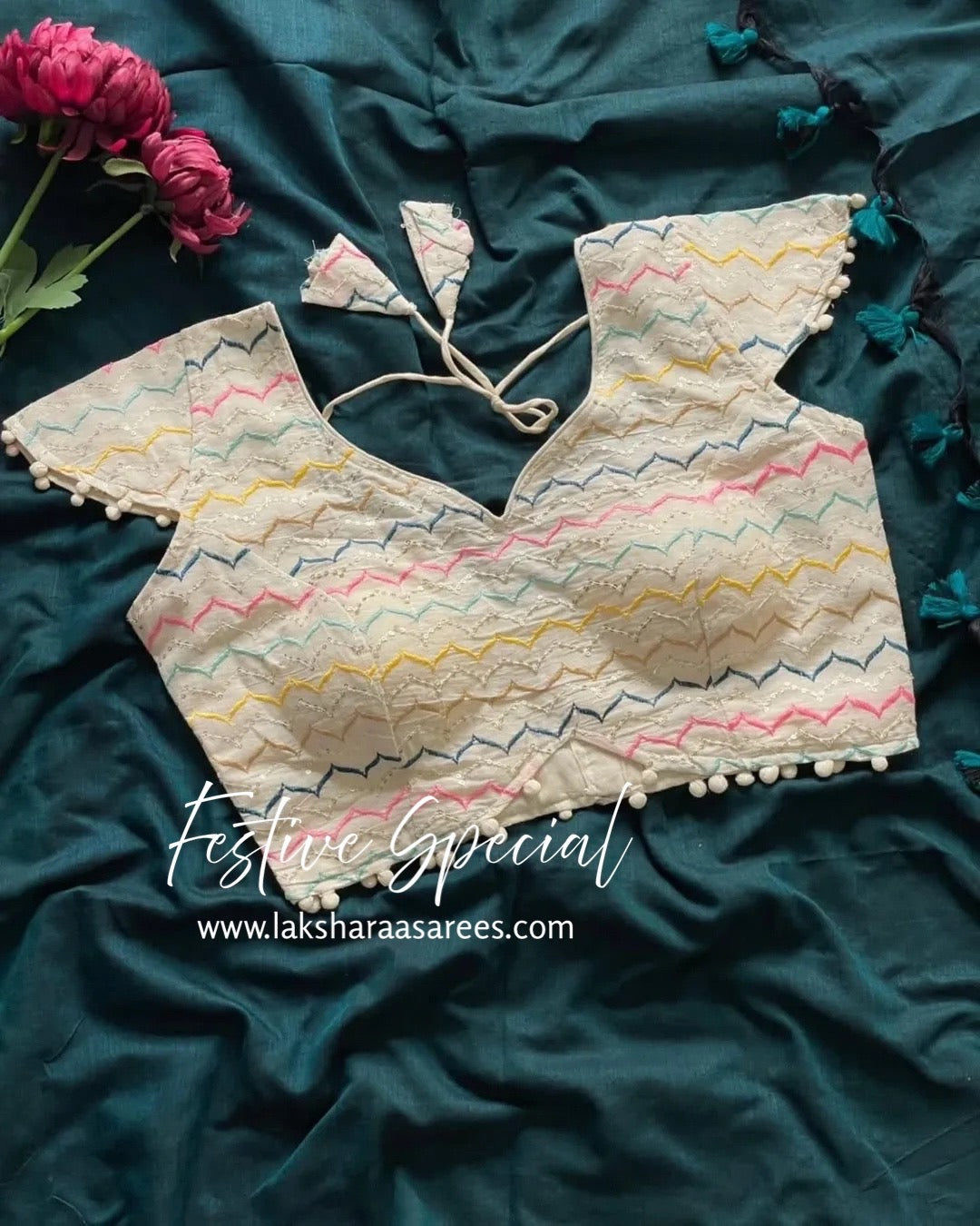 PAVII — Cute Khadhi Cotton Tassel Saree x Readymade Blouse