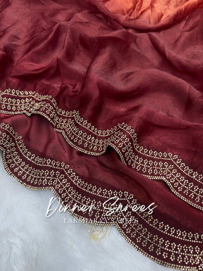 MONICA — Ombré Shimmer Saree with scallop stone border work