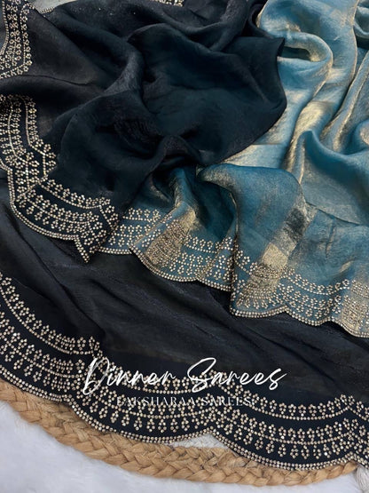 MONICA — Ombré Shimmer Saree with scallop stone border work
