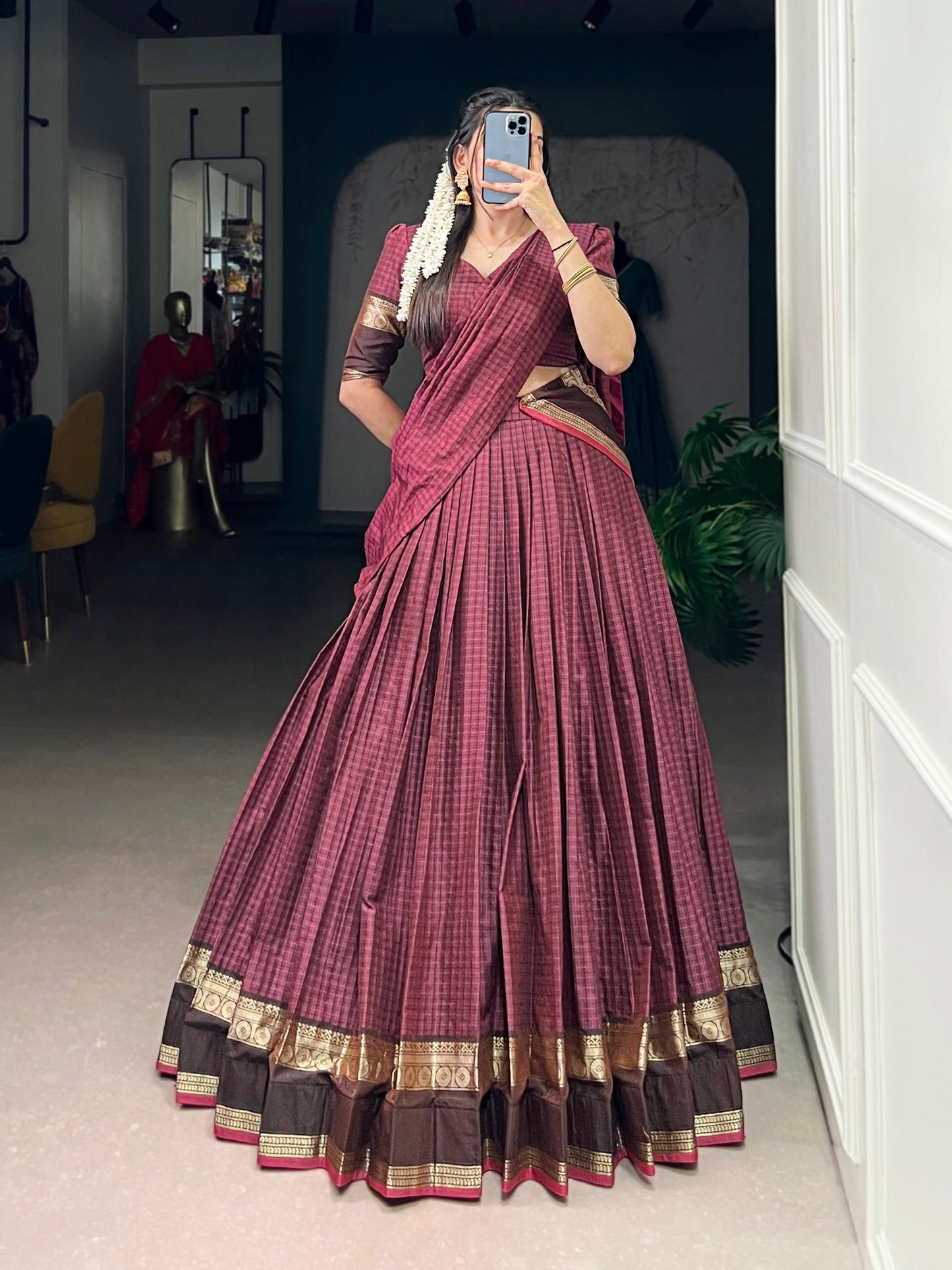 RENUKAA — Chettinad Cotton Half Saree Lehenga