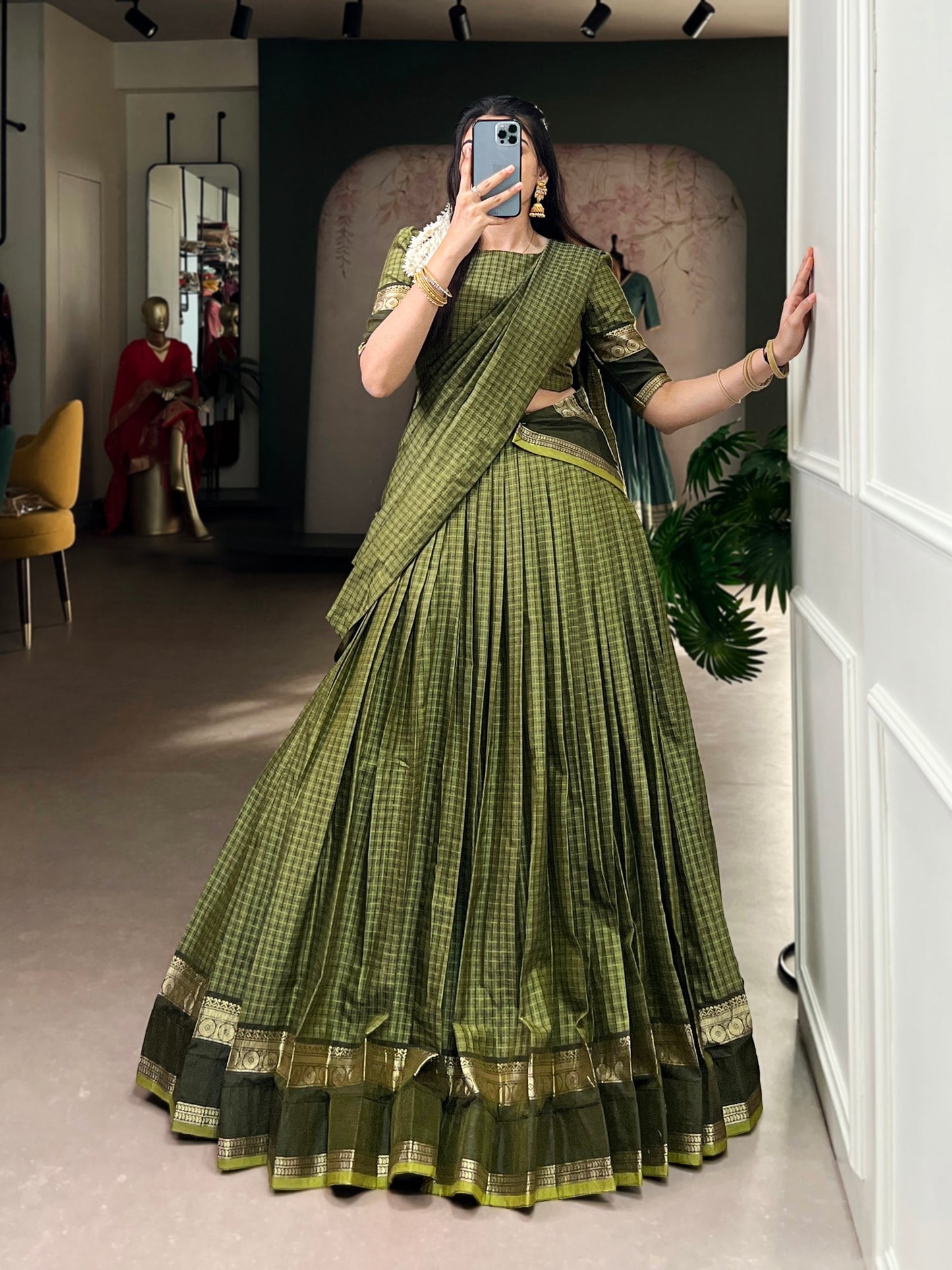 RENUKAA — Chettinad Cotton Half Saree Lehenga