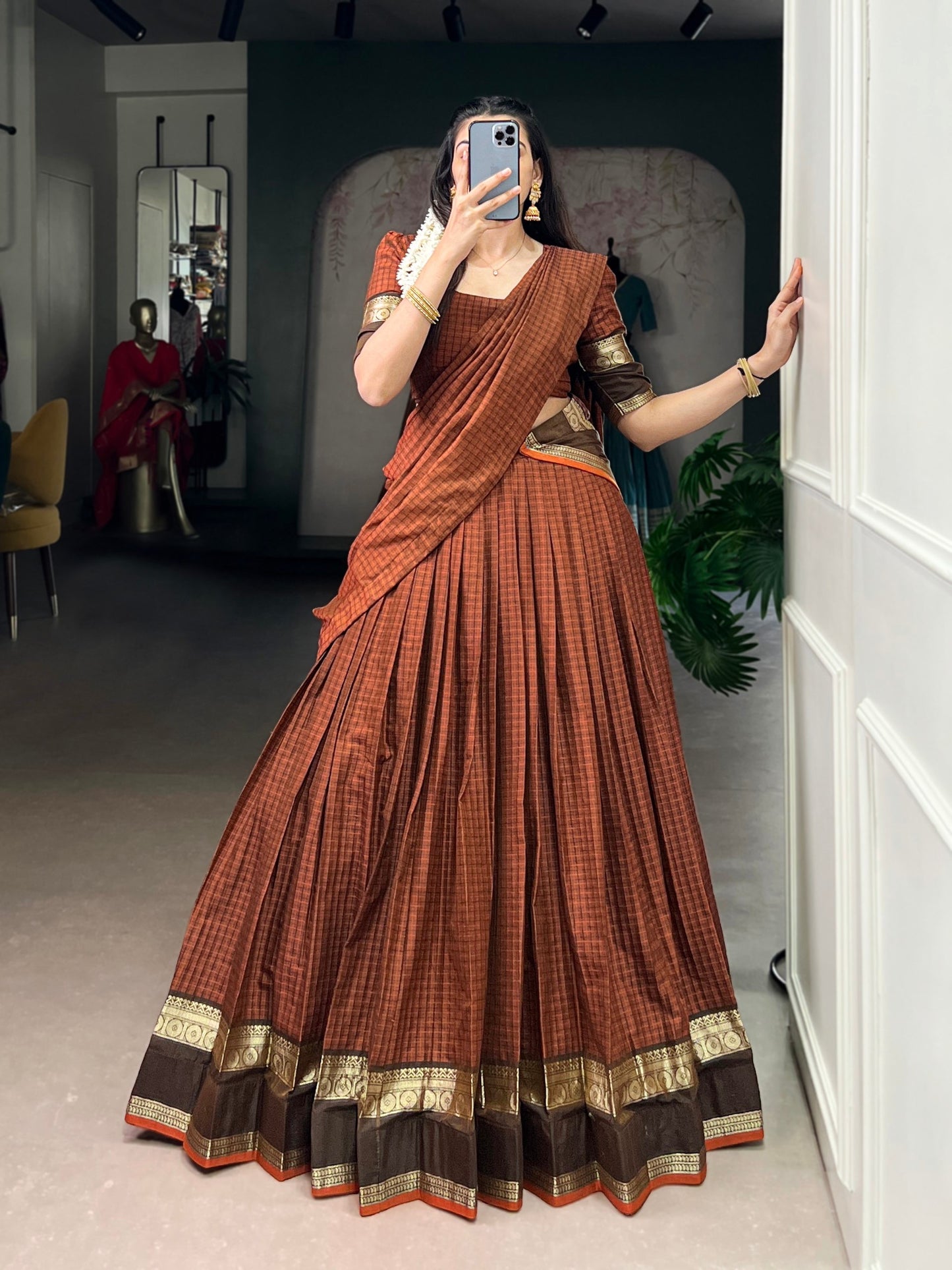 RENUKAA — Chettinad Cotton Half Saree Lehenga