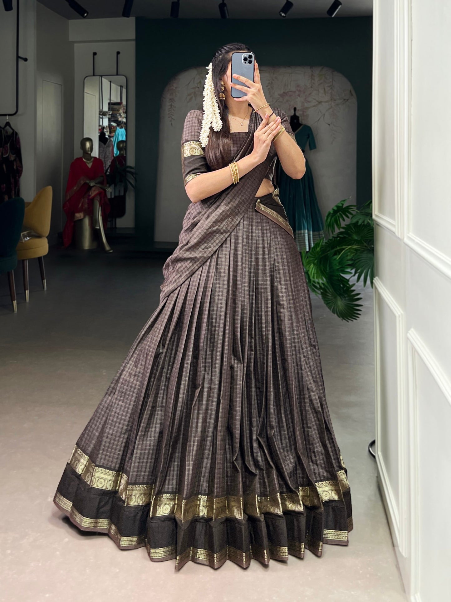 RENUKAA — Chettinad Cotton Half Saree Lehenga