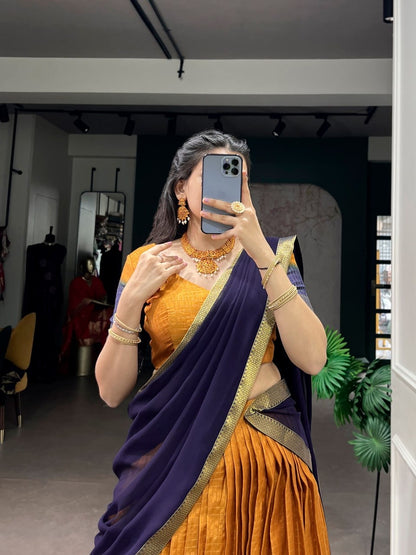 Laksharaa Sarees Thamarei Dola Chex half saree lehenga with intricate embroidery and vibrant colors, traditional Indian attire.