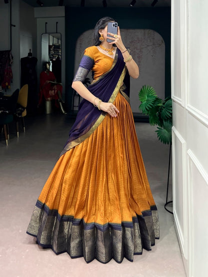 Beautiful Dola Chex half saree lehenga in vibrant colors with intricate embroidery, designed by Laksharaa Sarees.