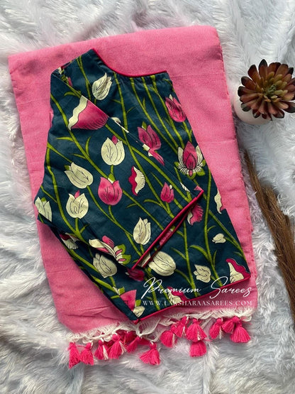 BAVEE — Cute Kadhi Cotton Saree x Stitched Blouse - Laksharaa Sarees