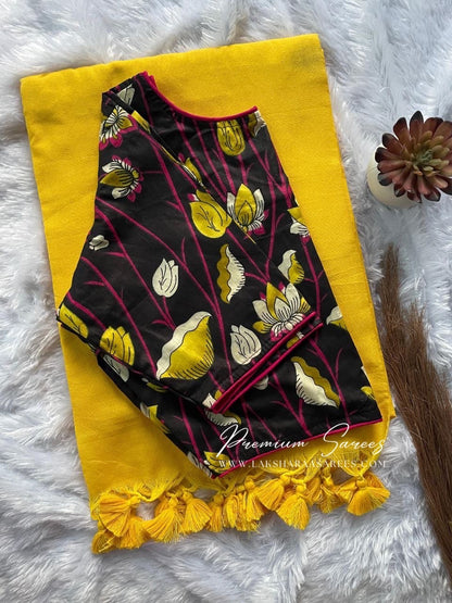 BAVEE — Cute Kadhi Cotton Saree x Stitched Blouse - Laksharaa Sarees