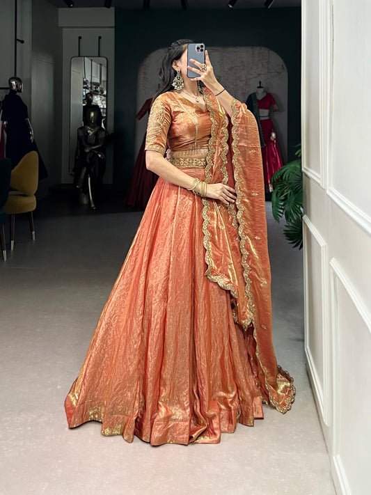 YASEMINE — Pastel Metallic Shimmer Lehenga