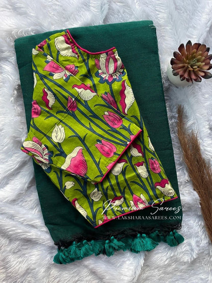 BAVEE — Cute Kadhi Cotton Saree x Stitched Blouse - Laksharaa Sarees