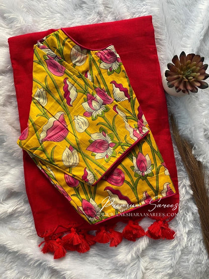 BAVEE — Cute Kadhi Cotton Saree x Stitched Blouse - Laksharaa Sarees