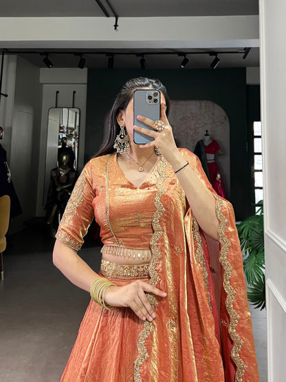 YASEMINE — Pastel Metallic Shimmer Lehenga