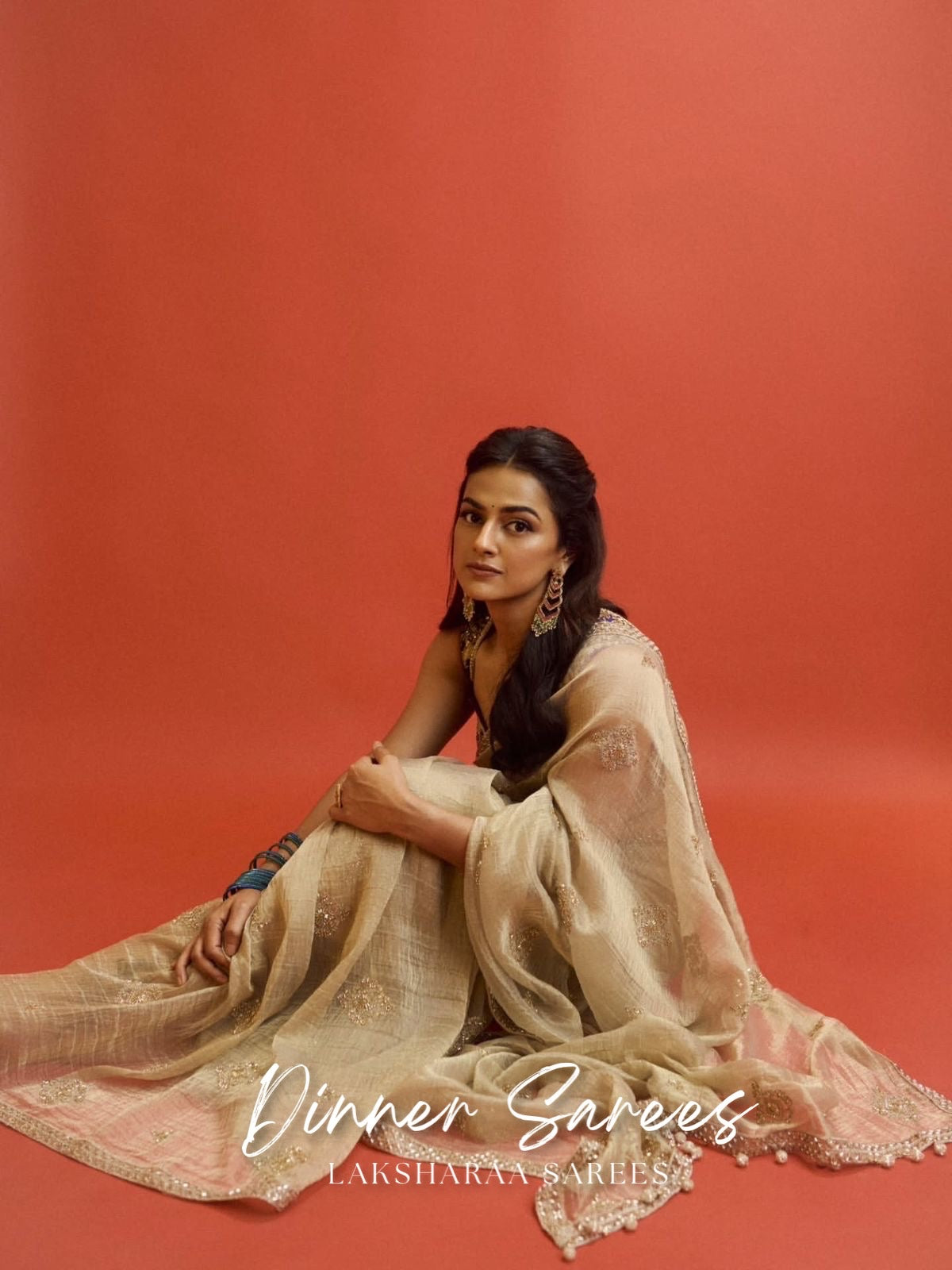 SHRADA — Gold x Purple Shimmer Georgette Saree