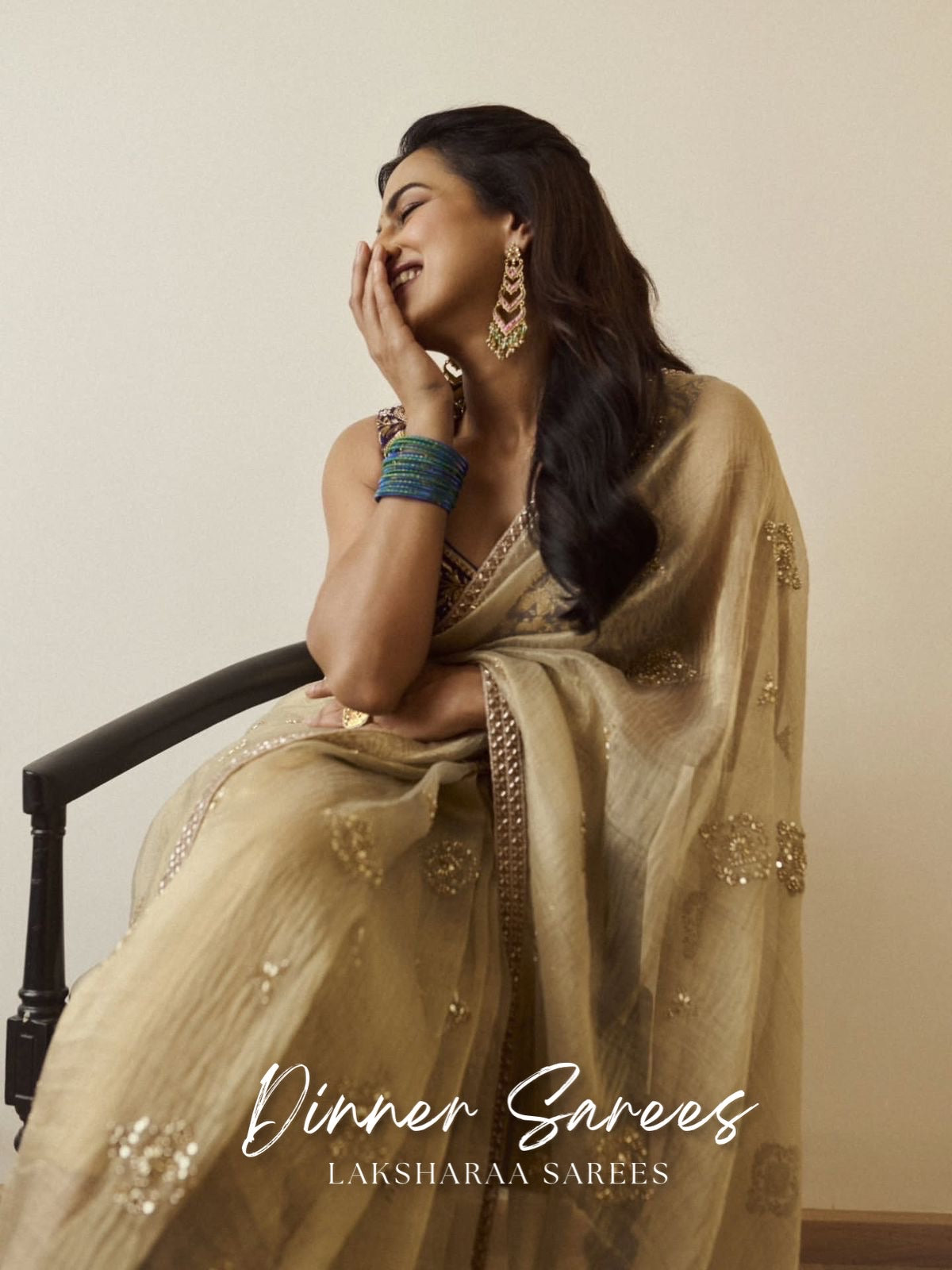 SHRADA — Gold x Purple Shimmer Georgette Saree