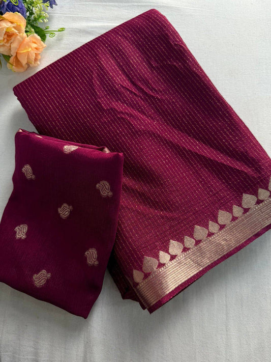 RICHA- Premium Viscose Saree X Gold Border Work