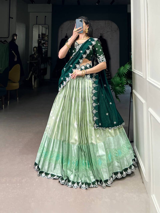 AMRITHA — Zari Kota Pastel Half Saree Lehenga