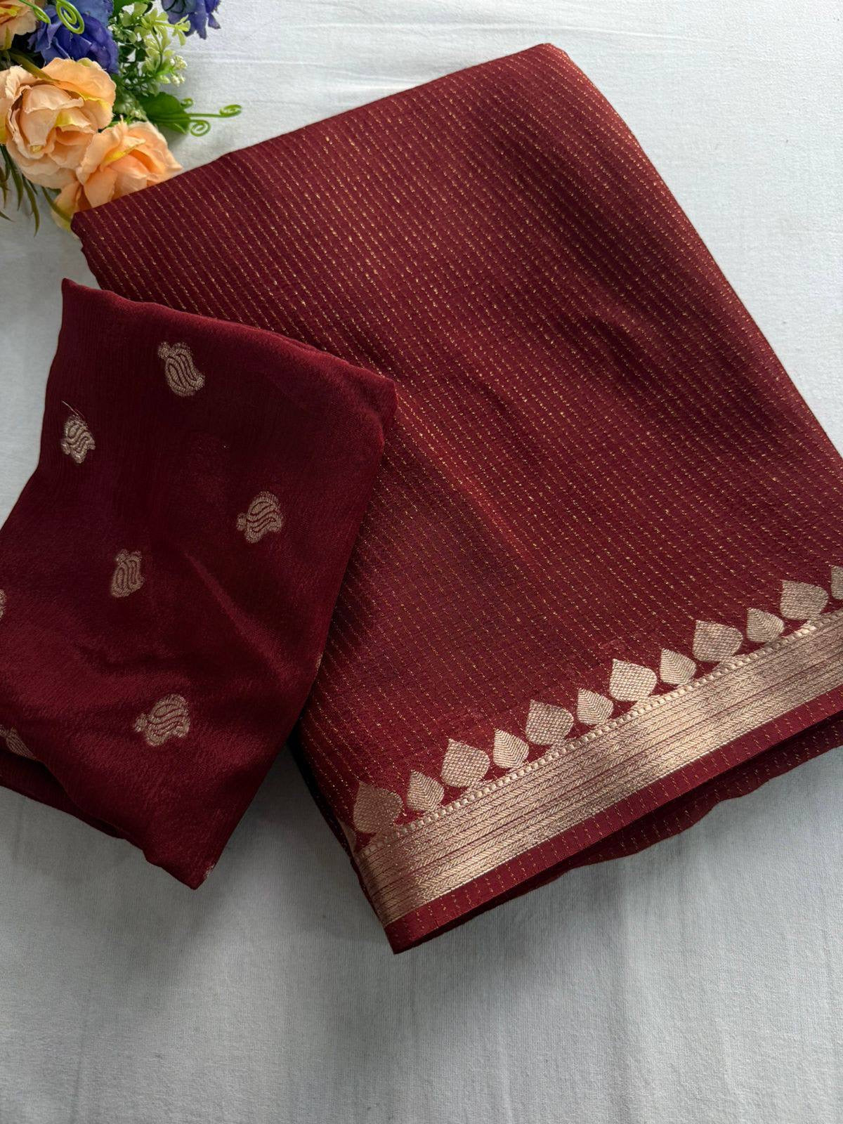 RICHA- Premium Viscose Saree X Gold Border Work