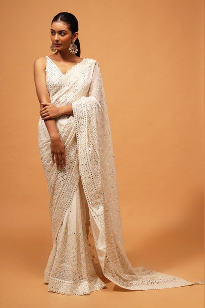 HAMISHA - Chikankari Designer Georgette Saree