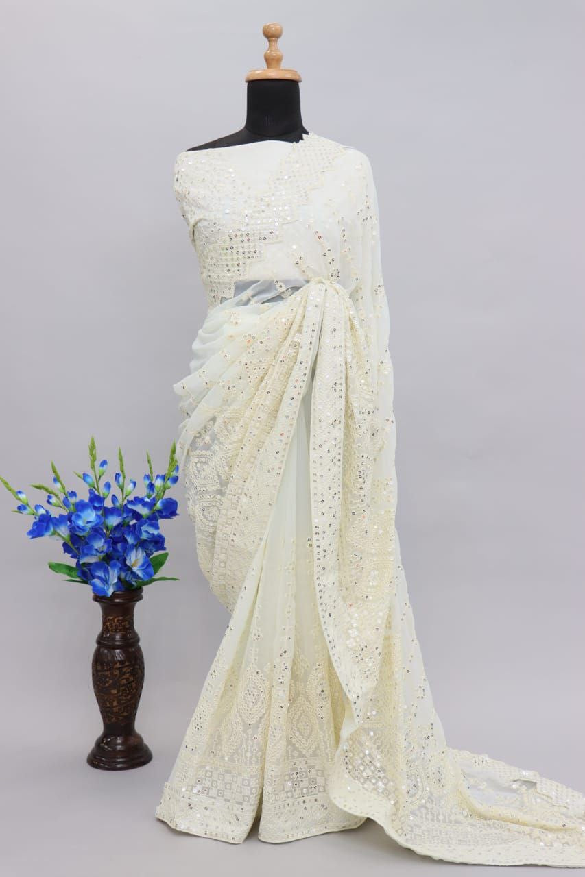 HAMISHA - Chikankari Designer Georgette Saree