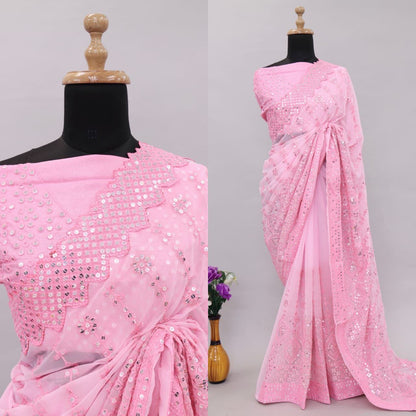 HAMISHA - Chikankari Designer Georgette Saree