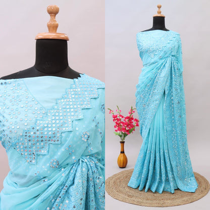 HAMISHA - Chikankari Designer Georgette Saree