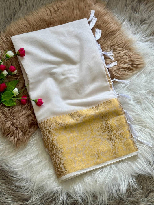 White X Gold Premium Lichi Saree