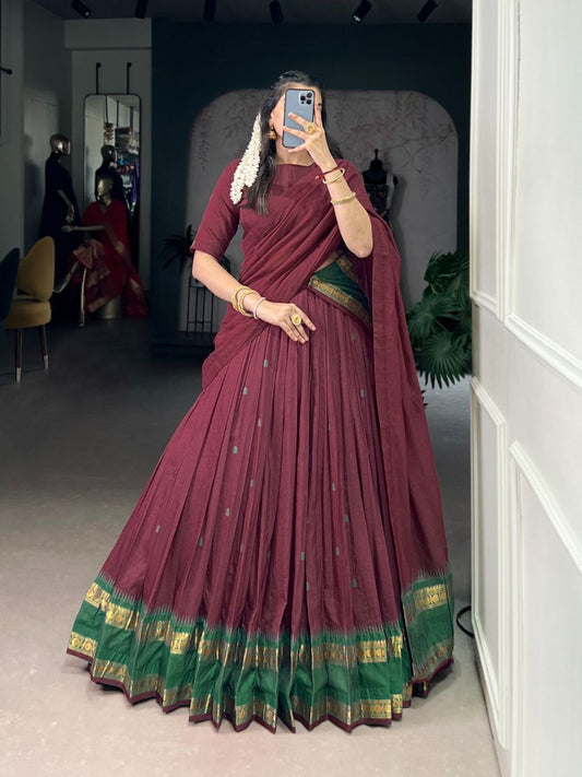 HARINI — Chanderi Silk Half Saree Lehenga
