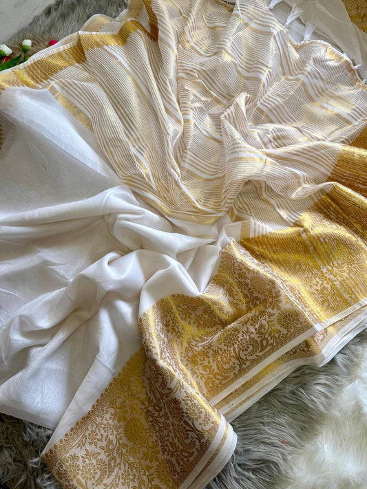 White X Gold Premium Lichi Saree