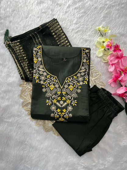 Dark Green Comfy Kurti Set