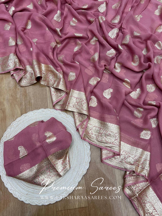 Viscose Georgette Saree x Gold Zari