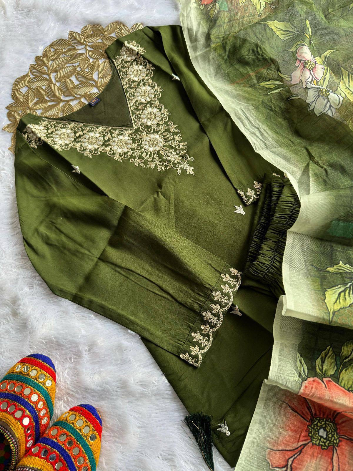 Mehendi Green Comfy Kurti Set