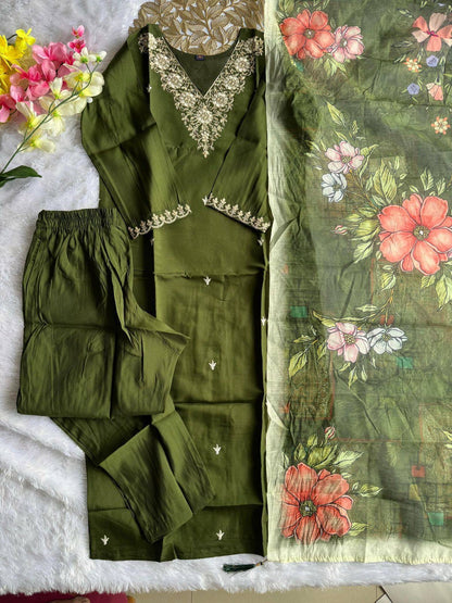 Mehendi Green Comfy Kurti Set