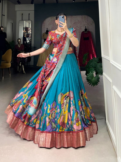 CHADRIIKA — Kalamkari Dola Silk Half Saree Lehenga